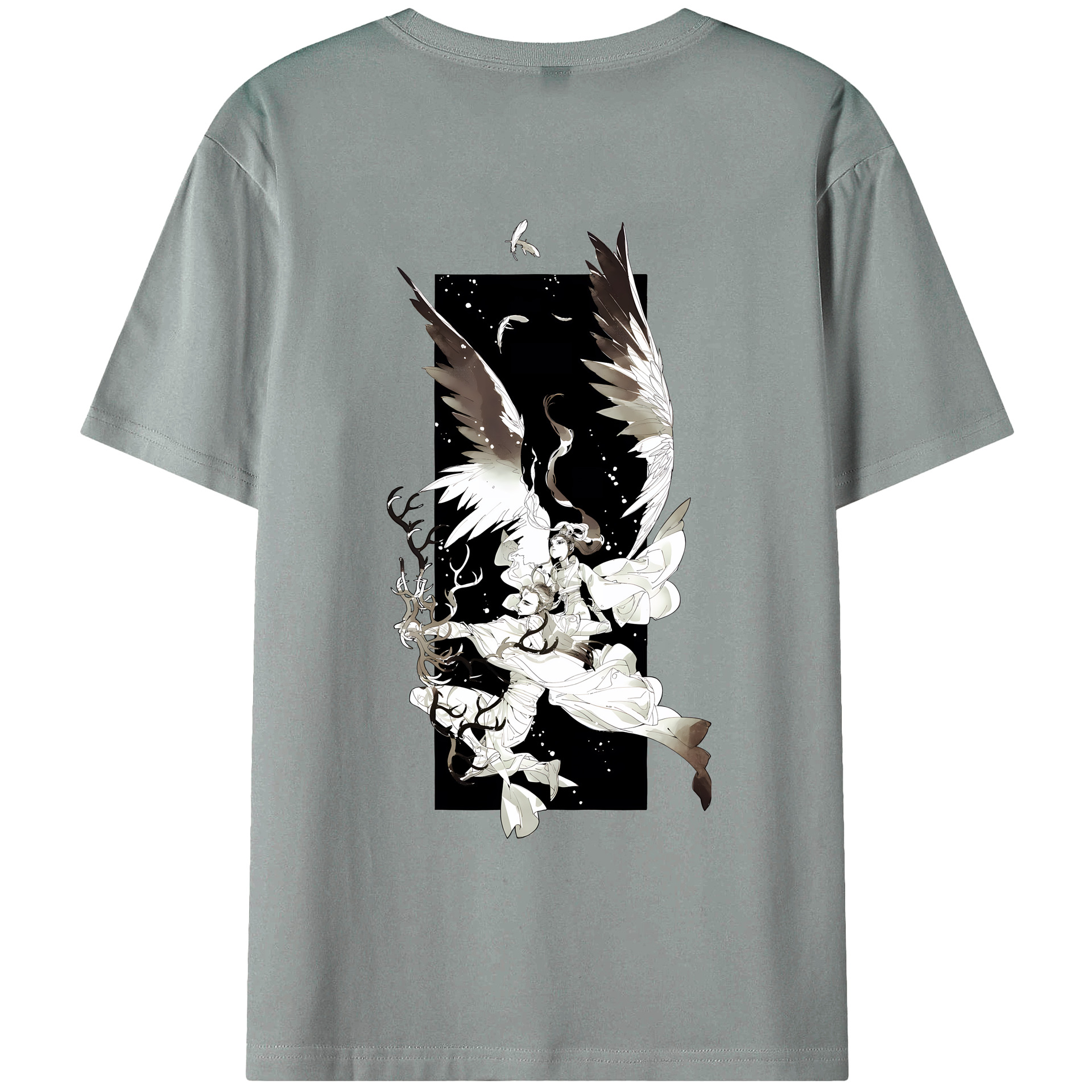 （画像用） Ne Zha 2 ナタ 魔童の大暴れ 綿100％ メンズ半袖Tシャツ（バックプリント） 通気性